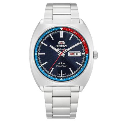 Imagem de Relógio Masculino Orient Prata Aço Inoxidável Automático Mostrador Azul Original Resistente à Água ROF49SS032D1SX