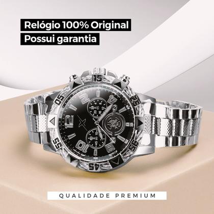 Imagem de Relogio Masculino Prata + Cordão Cruz + Oculos Sol robusto religioso inoxidável crucifixo cruz pesado casual analogico