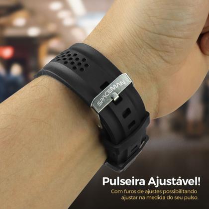 Imagem de Relogio Masculino Preto Aço + Colar Crucifixo inoxidável oração pai nosso qualidade premium ponteiro robusto pesado