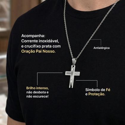Imagem de Relogio Masculino Preto Aço Inox + Caixa + Cordão Prata casual ajustavel silicone cordao presente relogio social
