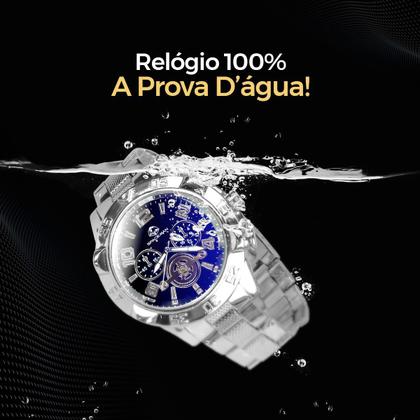 Imagem de relogio masculino prova dagua + caixa presente pesado social resistente robusto original mostrador preto casual