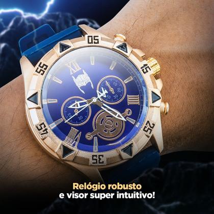 Imagem de relogio masculino silicone dourado banhado thor aço inox casual presente social qualidade premium pulseira ajustavel