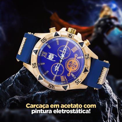 Imagem de relogio masculino silicone dourado banhado thor aço inox casual presente social qualidade premium pulseira ajustavel