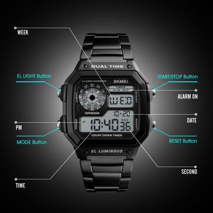 Imagem de Relógio Masculino Skmei 1335 Esportivo Digital Quadrado Led