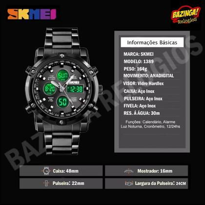 Imagem de Relógio Masculino Skmei 1389 Á Prova Dágua 30m Digital Esporte Luxo