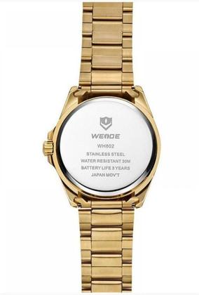 Imagem de  Relógio masculino social weide 802 analógico dourado branco