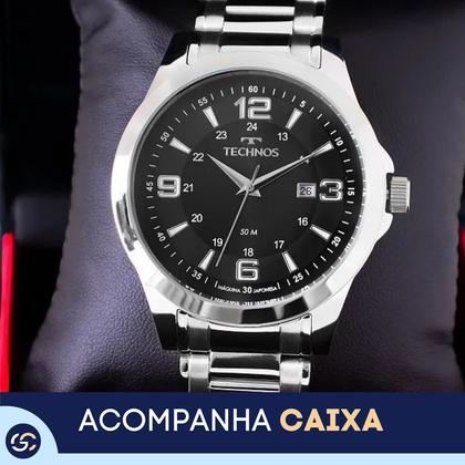 Imagem de Relógio Masculino Technos Aço Prata Analógico com Calendário Original Elegante e Resistente à Água 