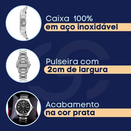 Imagem de Relógio Masculino Technos Aço Prata Analógico com Calendário Original Elegante e Resistente à Água 