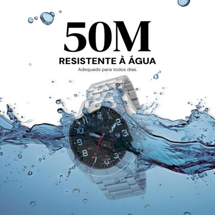 Imagem de Relogio Masculino Technos Analogico Aço Inoxidavel Prata Mostrador Preto Performance Militar Original Resistente a Agua 1 Ano de Garantia 2115NAO1P