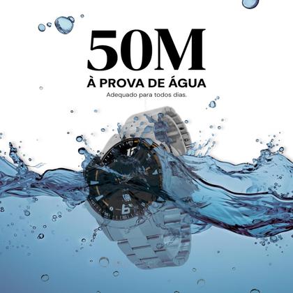 Imagem de Relogio Masculino Technos Analogico Aço Inoxidavel Prata Mostrador Preto Racer Calendario Original Resistente a Agua 1 Ano de Garantia RT2117LDR1P