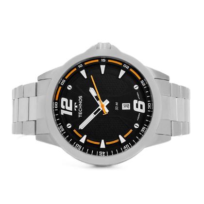 Imagem de Relogio Masculino Technos Analogico Aço Inoxidavel Prata Mostrador Preto Racer Calendario Original Resistente a Agua 1 Ano de Garantia RT2117LDR1P