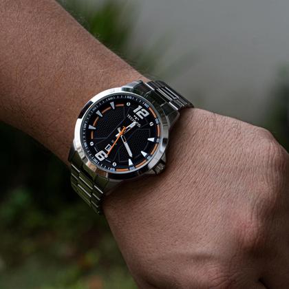 Imagem de Relogio Masculino Technos Analogico Aço Inoxidavel Prata Mostrador Preto Racer Calendario Original Resistente a Agua 1 Ano de Garantia RT2117LDR1P