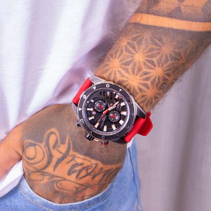 Imagem de Relogio Masculino Technos Analógico Ts Carbon Preto Vermelho JS15FS/2P