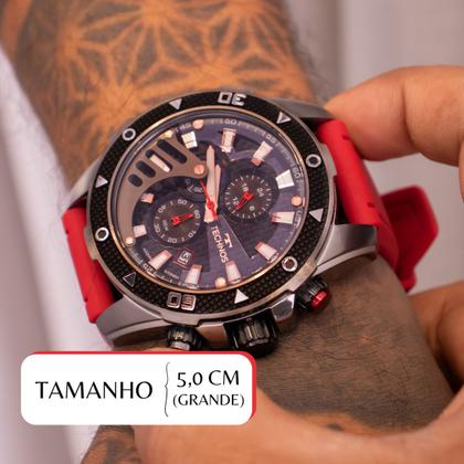 Imagem de Relogio Masculino Technos Analógico Ts Carbon Preto Vermelho JS15FS/2P