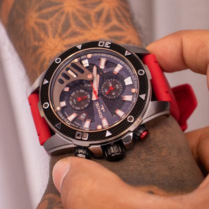 Imagem de Relogio Masculino Technos Analógico Ts Carbon Preto Vermelho JS15FS/2P