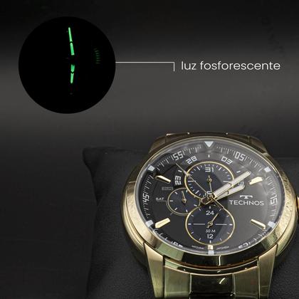 Imagem de Relogio Masculino Technos Classic Grandtech Analogico Aço Inoxidavel Dourado Original Resistente a Agua 1 Ano de Garantia RT6P57AA4P
