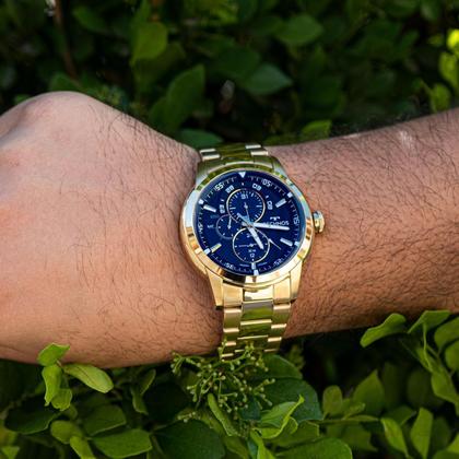 Imagem de Relogio Masculino Technos Classic Grandtech Analogico Aço Inoxidavel Dourado Original Resistente a Agua 1 Ano de Garantia RT6P57AA4P