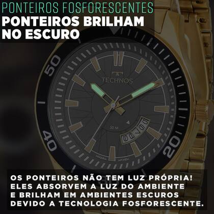 Imagem de Relógio Masculino Technos Dourado 1 Ano De Garantia Original
