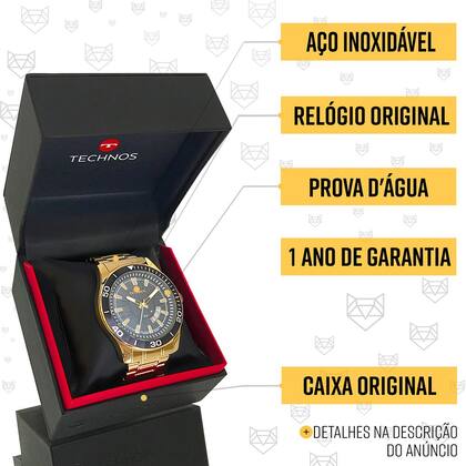 Imagem de Relógio Masculino Technos Dourado 1 Ano De Garantia Original