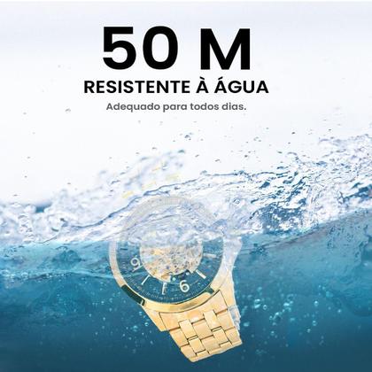 Imagem de Relógio Masculino Technos Dourado Aço Inoxidável Automático Mostrador Preto Original Resistente à Água RT8N24AK4P