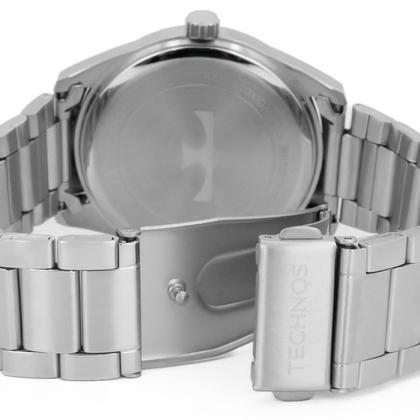 Imagem de Relógio Masculino Technos Prata Aço Inoxidável Mostrador Azul Petróleo Original Resistente à Água 2115TYR1A