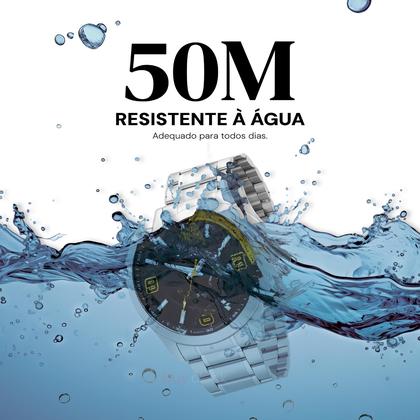 Imagem de Relógio Masculino Technos Prata Aço Mostrador Preto Original Resistente à Água 2115KLM1L