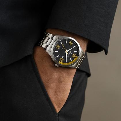 Imagem de Relógio Masculino Technos Prata Aço Mostrador Preto Original Resistente à Água 2115KLM1L