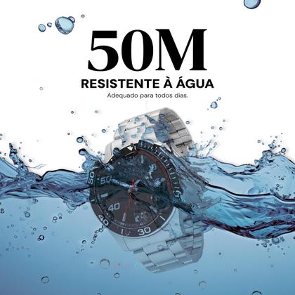 Imagem de Relógio Masculino Technos Prata Aço Mostrador Preto Original Resistente à Água 2115TWC1P