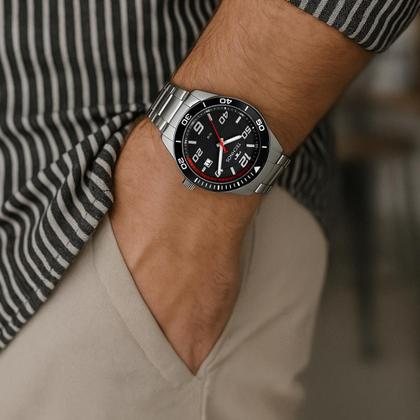 Imagem de Relógio Masculino Technos Prata Aço Mostrador Preto Original Resistente à Água 2115TWC1P