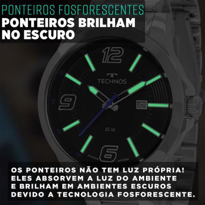 Imagem de Relógio Masculino Technos Prata Prova D'água Garantia 1 Ano