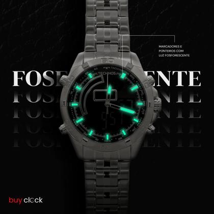 Imagem de Relógio Masculino Technos Prata Tachymeter Analógico Digital Original Resistente à Água RT3496AB1K
