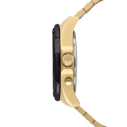 Imagem de Relógio Masculino Technos Skydiver Dourado e Preto Digital e Analógico Troca a Pulseira Kit com 2 Pulseiras à Prova D Água Social Casual Luxo Elegante