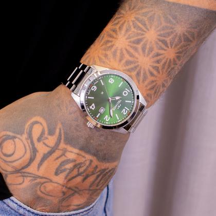 Imagem de Relógio Masculino Technos Verde Prata Analógico Calendário 2115TYP/1V