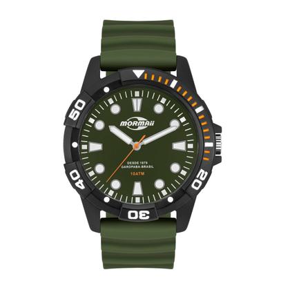 Imagem de Relógio Masculino Verde e Preto Analógico de Pulso com Pulseira de Silicone à Prova D Água Militar Tático Mormaii