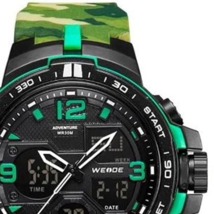 Imagem de Relógio Masculino Weide AnaDigi WA3J8005 Verde Camuflado