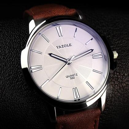 Imagem de Relógio Masculino Yazole 332 Pulseira Couro Marrom
