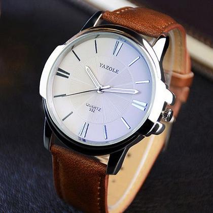 Imagem de Relógio Masculino Yazole 332 Pulseira Couro Marrom