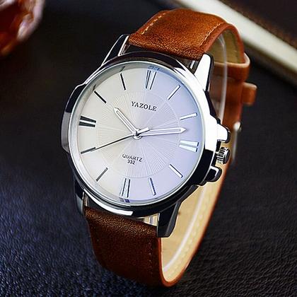 Imagem de Relógio Masculino Yazole 332 Pulseira Couro Marrom