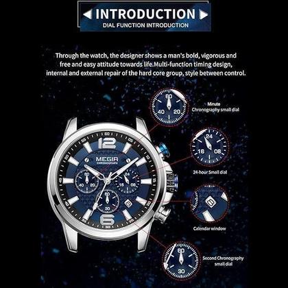 Imagem de Relógio MEGIR Analógico Quartzo Cronógrafo 3ATM