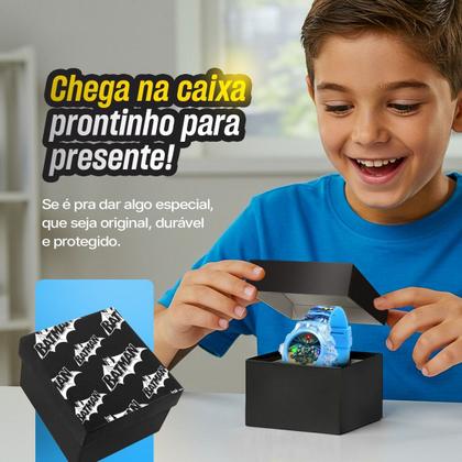 Imagem de Relogio Menino Digital Azul Infantil + Oculos Colar luz esportivo criança heroi verão silicone proteção uv presente azul
