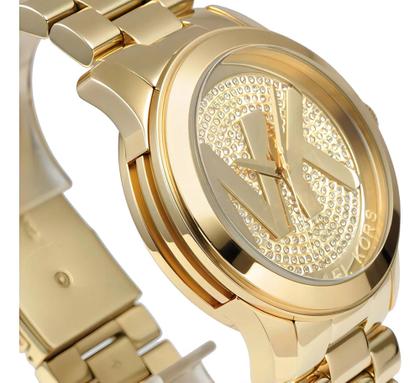 Imagem de Relógio MichaelKors Runway MK5706 Dourado Quartzo Aço Inoxidável Resistente à Água Eua Completo