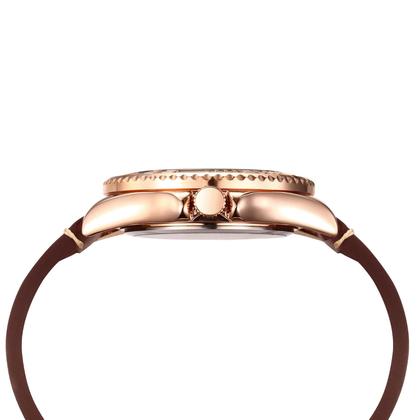 Imagem de Relógio mod d6838g caixa ouro rosa, mostrador preto, pulseira marrom escuro