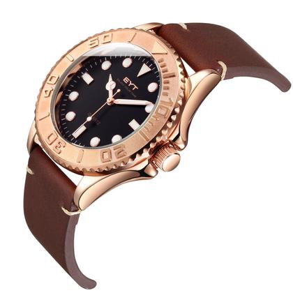 Imagem de Relógio mod d6838g caixa ouro rosa, mostrador preto, pulseira marrom escuro