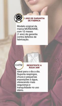 Imagem de Relógio Mondaine Feminino De Pulso Elegante Quadrado Com Strass Prata Analógico Quartz Resistente Á Água Original