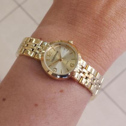 Imagem de Relogio Mondaine Feminino dourado banhado folheado pequeno mini social classico luxo a prova dagua 32690LPMVDE1