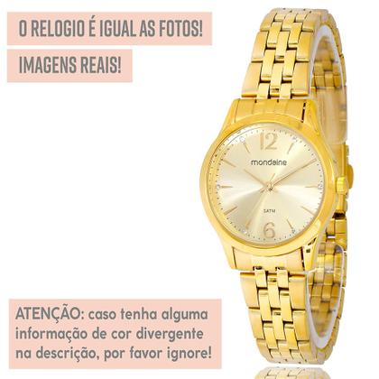 Imagem de Relógio Mondaine Feminino Dourado Original Luxo Prova Dágua