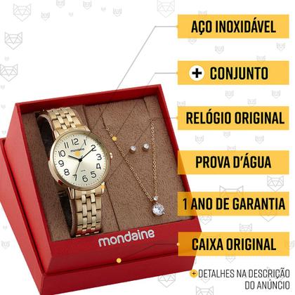 Imagem de Relógio Mondaine Feminino Dourado Original Luxo Prova Dágua