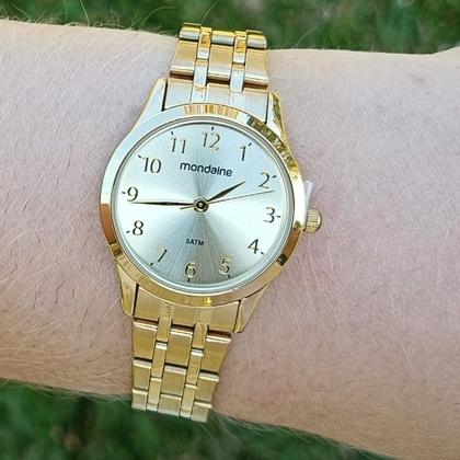 Imagem de Relógio Mondaine Feminino Original Dourado À Prova D'Água com NF + Pulseira 608D
