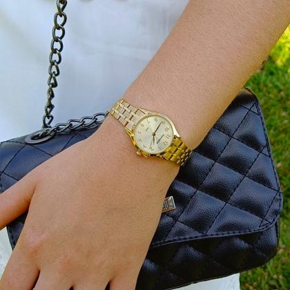 Imagem de Relógio Mondaine Feminino Original Dourado À Prova D'Água com NF + Pulseira 608D