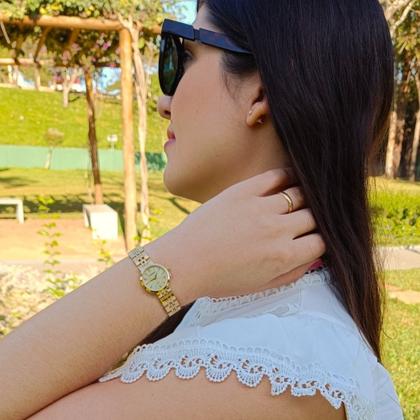 Imagem de Relógio Mondaine Feminino Original Dourado À Prova D'Água com NF Pulseira 689D